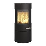 Haas+Sohn VITUS.l Stahl Kaminofen 3-Sichtscheiben mit Kochplatte mit Holzfach und Türe tief-schwarz