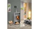 Justus Kaminofen Island Aqua Speckstein-Verkleidung Gussgrau 10 kW