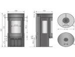 Justus Kaminofen Mino Trios 2.0 Stahl Schwarz mit Abdeckplatte Grau 5 kW