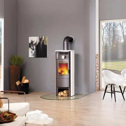 Hark Opera-B grande Kaminofen Keramik Creme-Weiß 7 kW mit Automatik