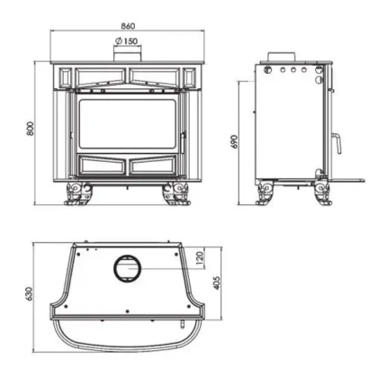 Plamen Gusskaminofen Glas Franklin und 11 kW